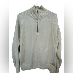 Vintage High End Off White Cotton 1/4 Zip Polo Ralph Lauren Men’s XL Sweater